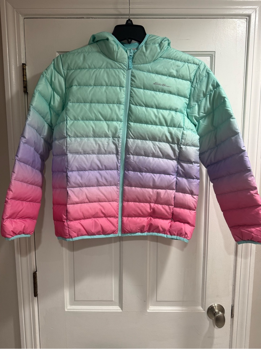 Eddie Bauer Girls' Ombre Hooded Puffer Jacket - Mint, Lavender & Pink